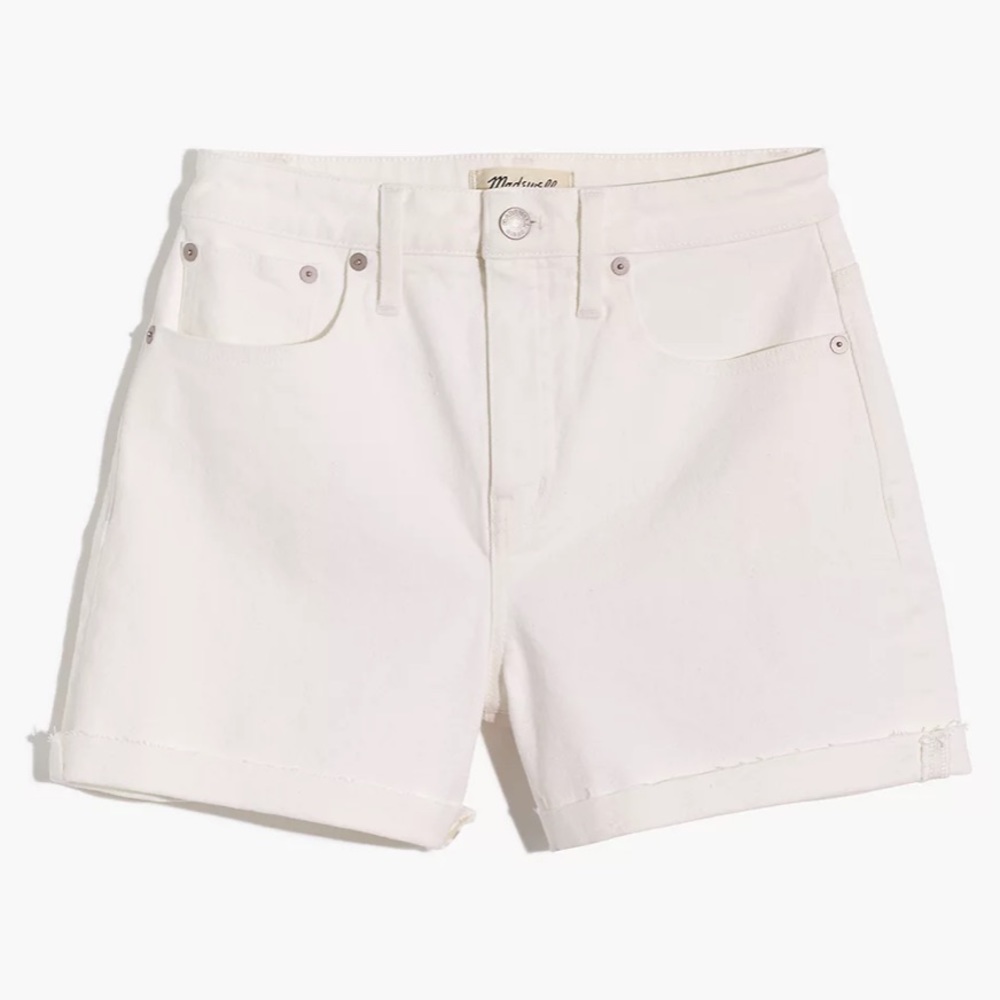 Madewell Curvy High-Rise Denim Shorts in Tile White
